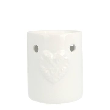 Regular Embossed Heart White scented wax burner