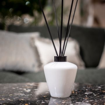 Reed diffuser Glass Cone Shiny White - black Cap